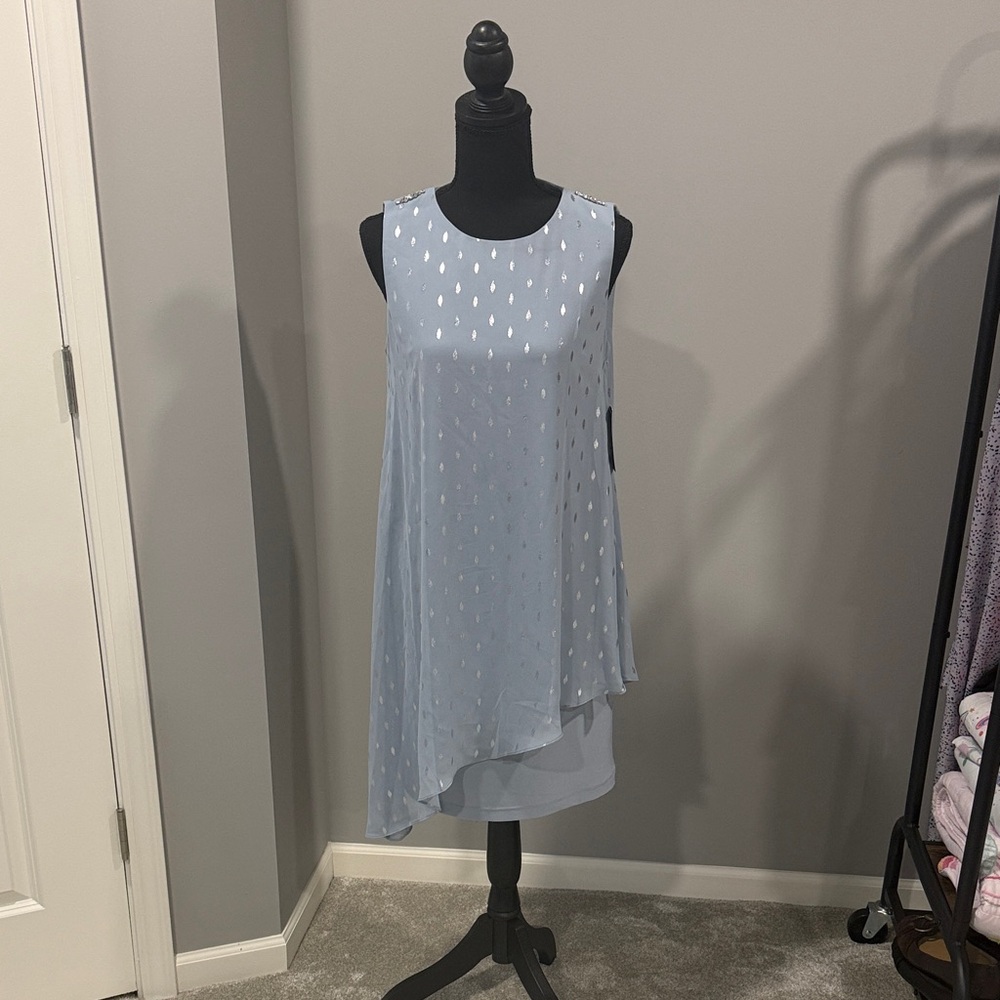 SLNY Light Blue Asymmetrical Dress